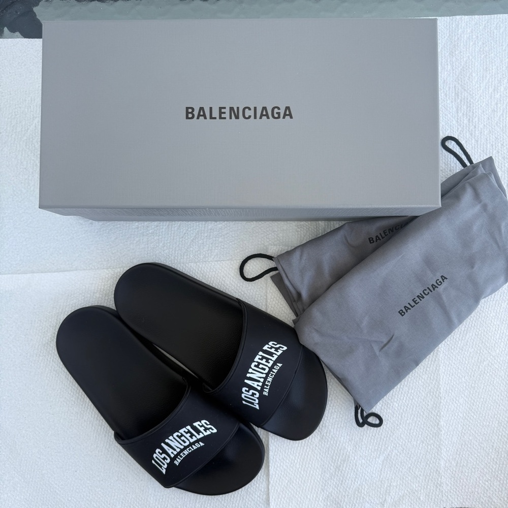 NWT Balenciaga Black Los Angeles Sandals pool slides - Picture 2 of 2